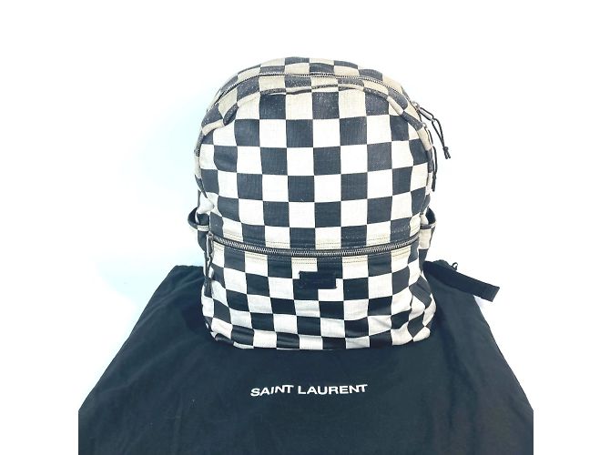 Zaino a scacchi Saint Laurent Nero Beige - vista 12