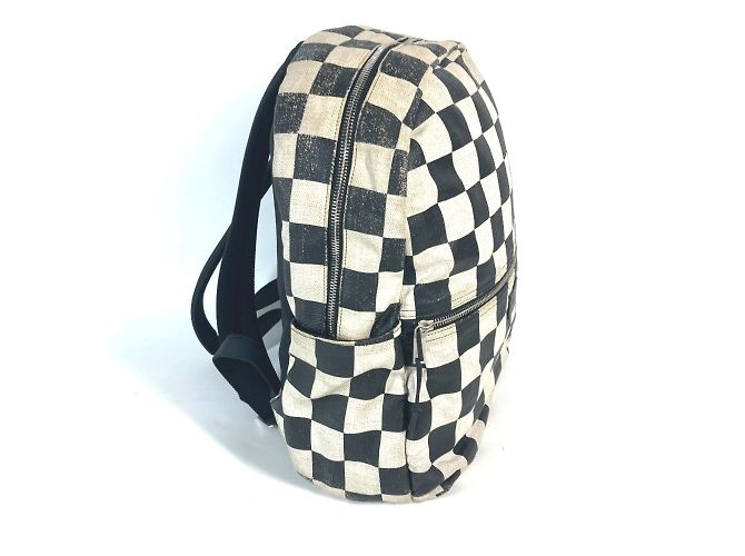Zaino a scacchi Saint Laurent Nero Beige - vista 3