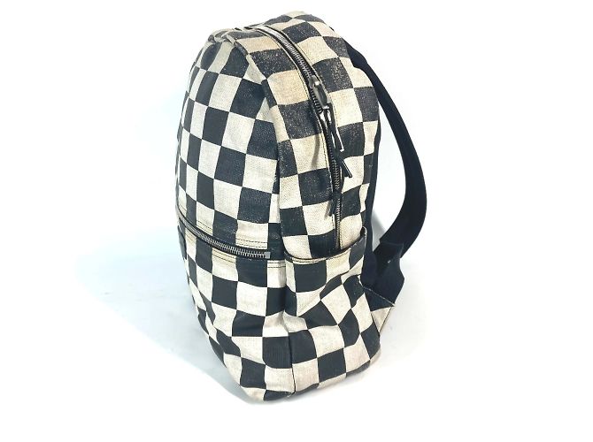 Zaino a scacchi Saint Laurent Nero Beige - vista 4