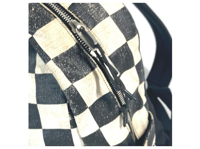 Zaino a scacchi Saint Laurent Nero Beige - vista 5