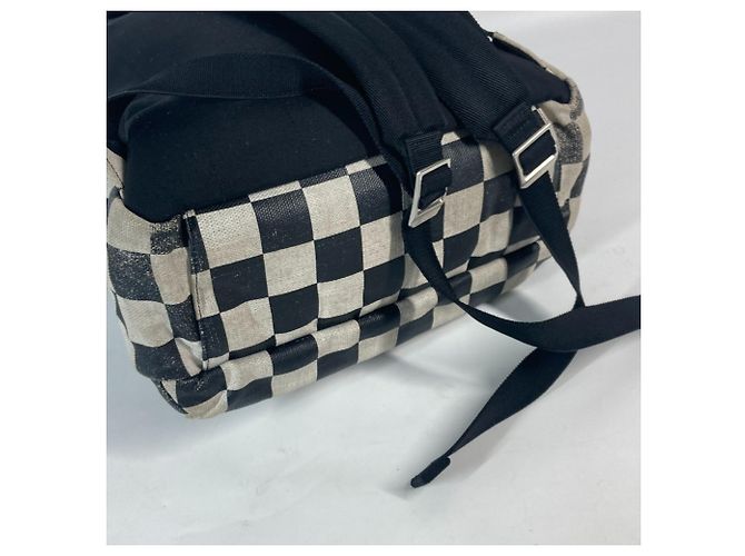 Zaino a scacchi Saint Laurent Nero Beige - vista 7