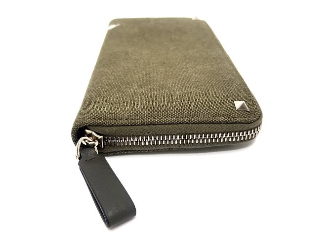 Valentino Garavani Studded VLTN Print Langbörse Weiß Khaki - Ansicht 3