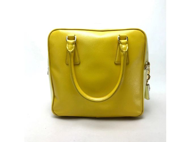 Prada Saffiano Bernice Handtasche Weiß Gelb - Ansicht 2