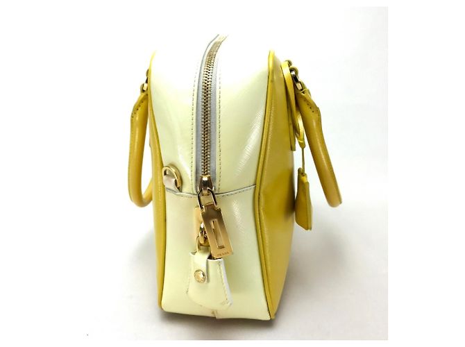 Prada Saffiano Bernice Handtasche Weiß Gelb - Ansicht 4