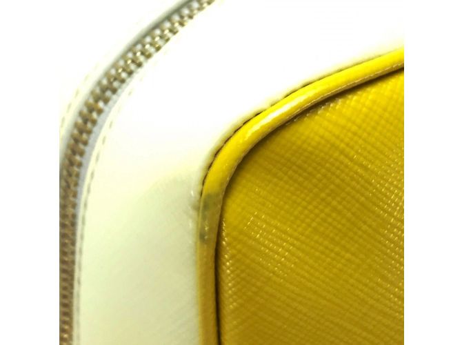Prada Saffiano Bernice Handtasche Weiß Gelb - Ansicht 6