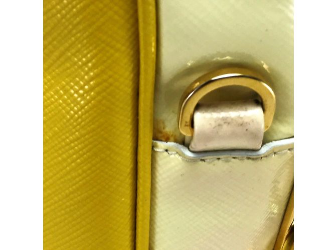 Prada Saffiano Bernice Handtasche Weiß Gelb - Ansicht 8