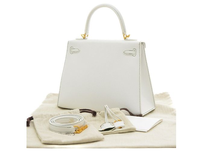 Hermès Bolso Hermes Kelly 25 Blanco Verde claro - vista 2