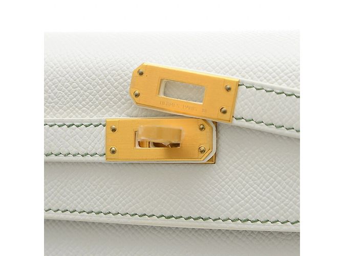 Hermès Bolso Hermes Kelly 25 Blanco Verde claro - vista 3