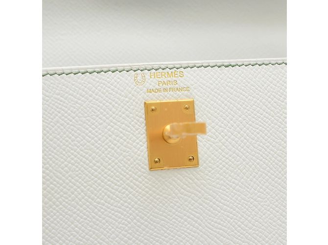 Hermès Bolso Hermes Kelly 25 Blanco Verde claro - vista 4