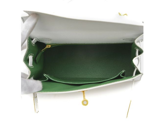 Hermès Bolso Hermes Kelly 25 Blanco Verde claro - vista 5