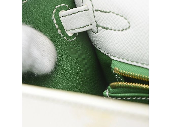Hermès Bolso Hermes Kelly 25 Blanco Verde claro - vista 7
