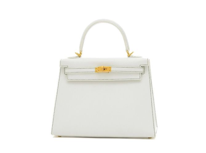 Hermès Bolso Hermes Kelly 25 Blanco Verde claro - vista 8