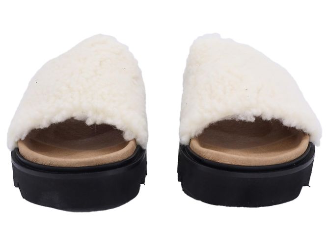 Iris & Ink Poppy Fleece-Slides aus weißer Wolle Roh - Ansicht 2