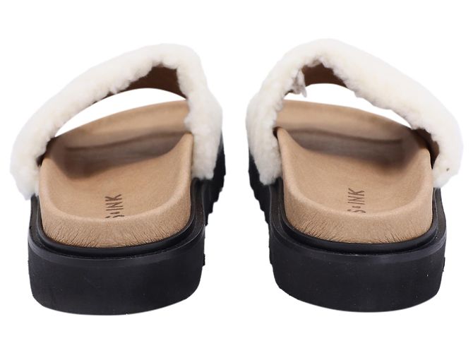 Iris & Ink Poppy Fleece-Slides aus weißer Wolle Roh - Ansicht 3