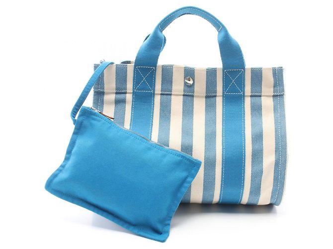 Hermès Hermes Cannes PM Handtasche Weiß Blau - Ansicht 2