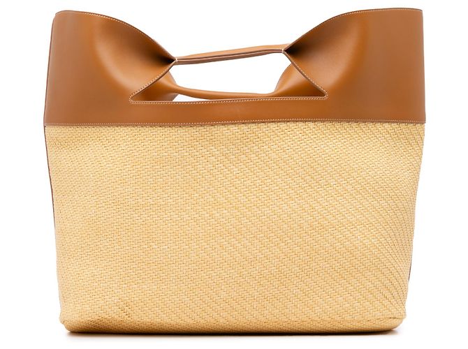 Alexander McQueen Grand Tote en Raffia Marron The Bow - vue 3