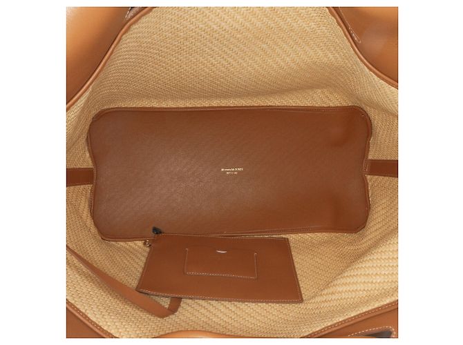 Alexander McQueen Grand Tote en Raffia Marron The Bow - vue 5