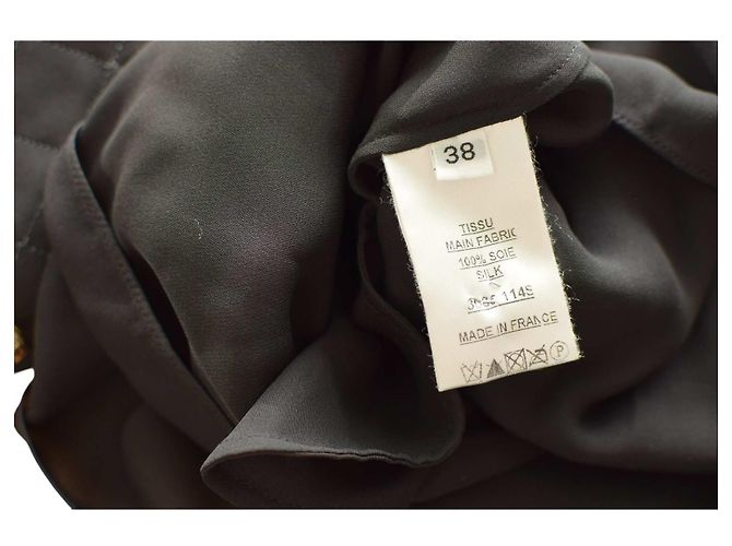 Balmain Vestido mini de seda preta acolchoado gola alta 38 Preto - vista 4