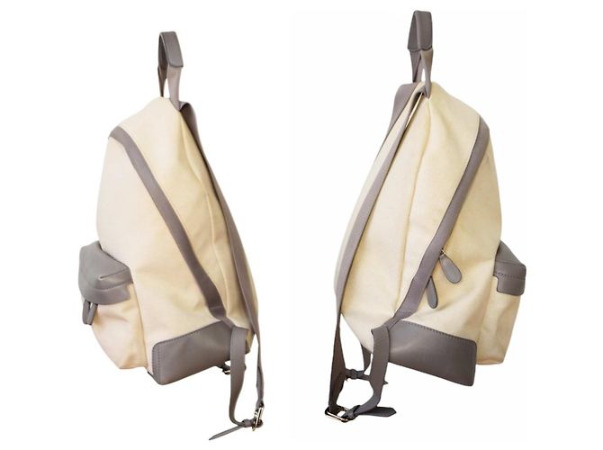 Mochila Balenciaga de lona e couro bege - vista 3