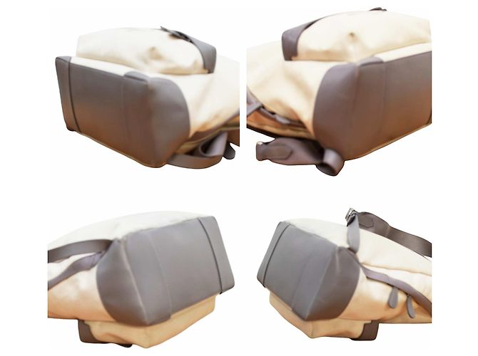 Mochila Balenciaga de lona e couro bege - vista 4