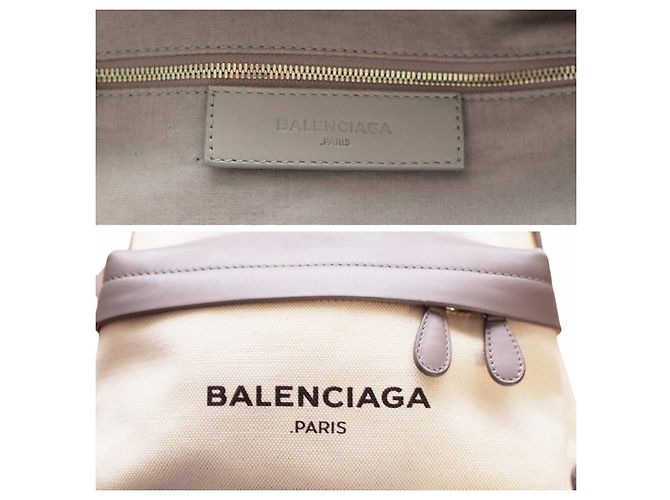 Mochila Balenciaga de lona e couro bege - vista 6