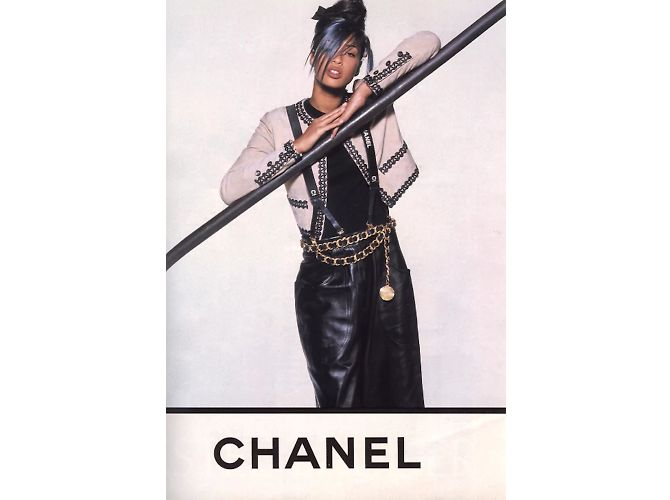 Cambon Chanel Colección de pasarela primavera 1994 - Tirantes de sarga de algodón negro - vista 2