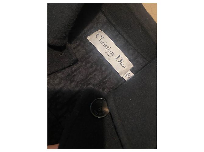 Dior Black Wool Coat Dior Oblique Monogram Size 36 - view 3
