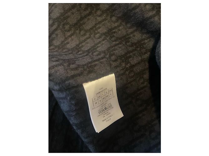Dior Black Wool Coat Dior Oblique Monogram Size 36 - view 4