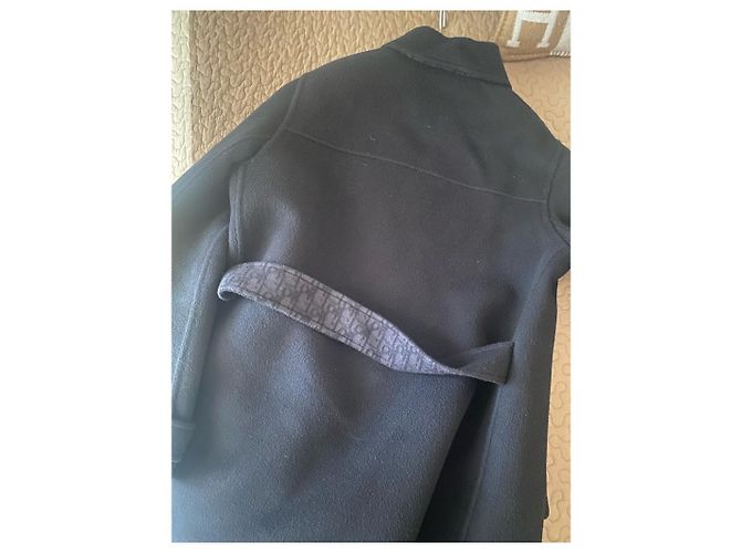Dior Black Wool Coat Dior Oblique Monogram Size 36 - view 5