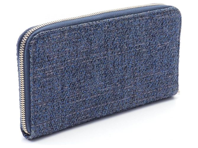 Portefeuille long rond Chanel Deauville Bleu Bleu Marine - vue 3