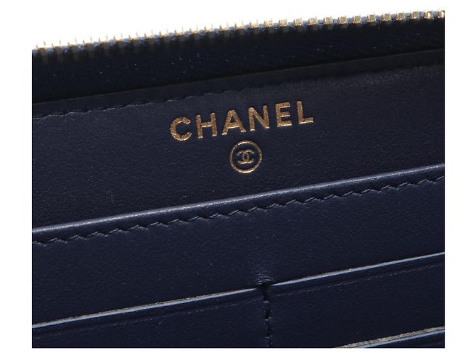 Portefeuille long rond Chanel Deauville Bleu Bleu Marine - vue 5