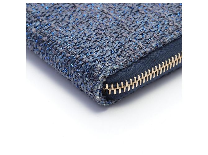 Portefeuille long rond Chanel Deauville Bleu Bleu Marine - vue 7