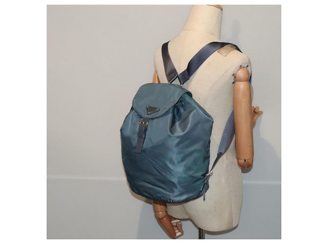 PRADA Backpack Nylon Blue Silver Auth 85634 Silvery - view 24