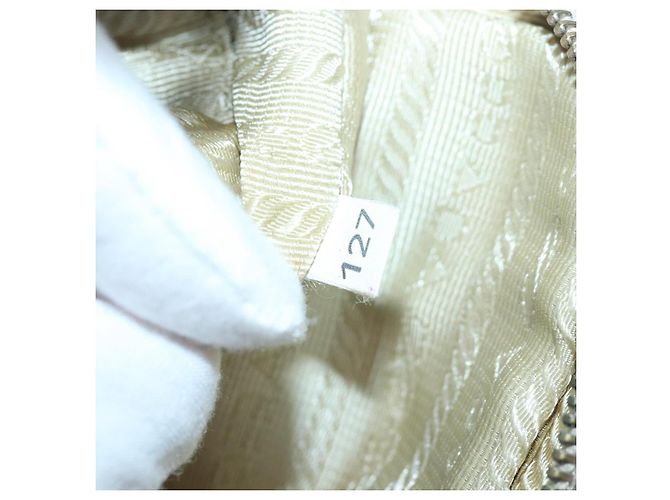 PRADA Borsa a Mano Nylon Oro Beige Auth 85224 D'oro - vista 12