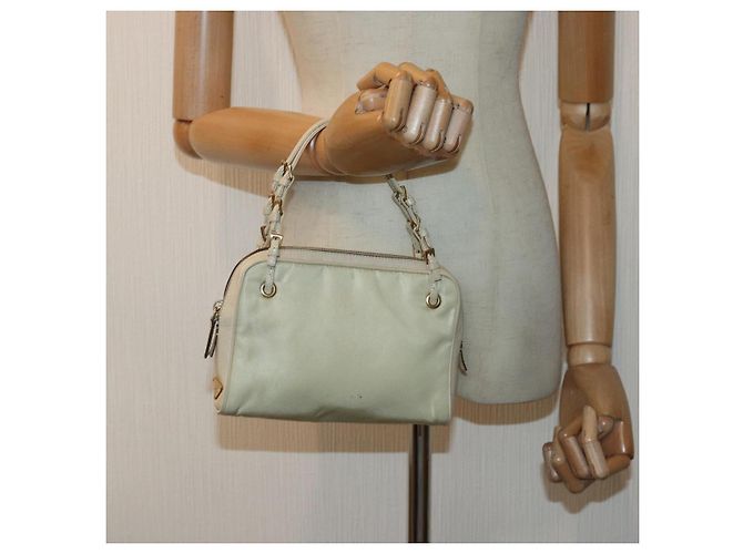 PRADA Borsa a Mano Nylon Oro Beige Auth 85224 D'oro - vista 21