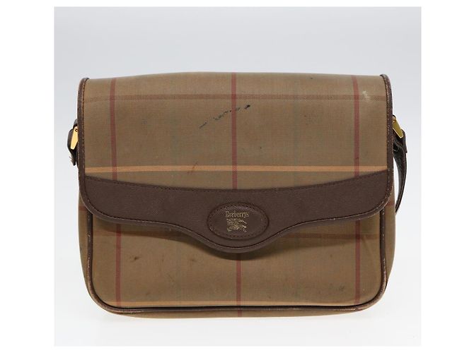 Salvatore Ferragamo Borsa a spalla Ferragamo MCM Burberrys in pelle PVC 4 pezzi marrone nero Auth ki4659 - vista 9