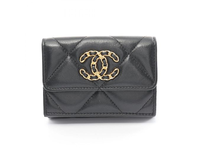 Chanel 19 Matelassé Dreifach-Brieftasche Schwarz - Ansicht 2