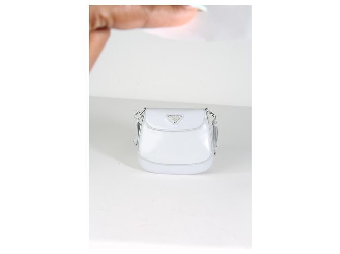 Prada Mini Cleo in pelle spazzolata blu fiordaliso Marrone - vista 7