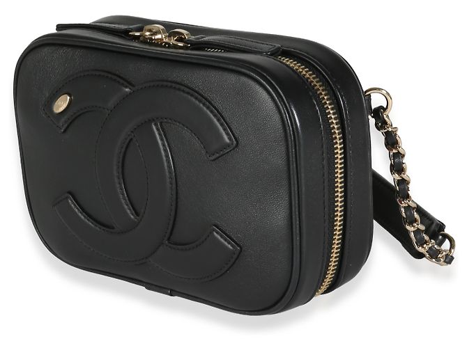 Camera Borsa a vita Chanel in agnello nero CC Mania - vista 3