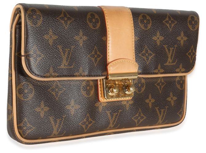 Clutch Slim in Tela Monogram Louis Vuitton x Sofia Coppola Marrone - vista 4