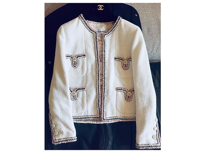 Cambon Chanel 20C Little White Jacket White Tweed Size 40 - view 2