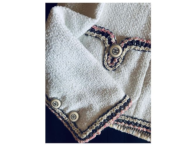 Cambon Chanel 20C Little White Jacket White Tweed Size 40 - view 3