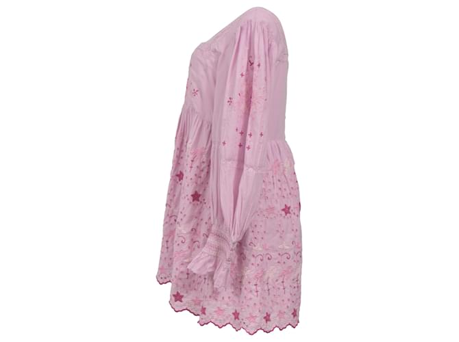 Vestido Mini Freja LoveShackFancy en algodón rosa claro Castaño - vista 2