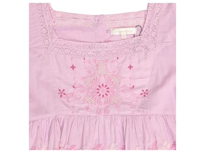 Vestido Mini Freja LoveShackFancy en algodón rosa claro Castaño - vista 4