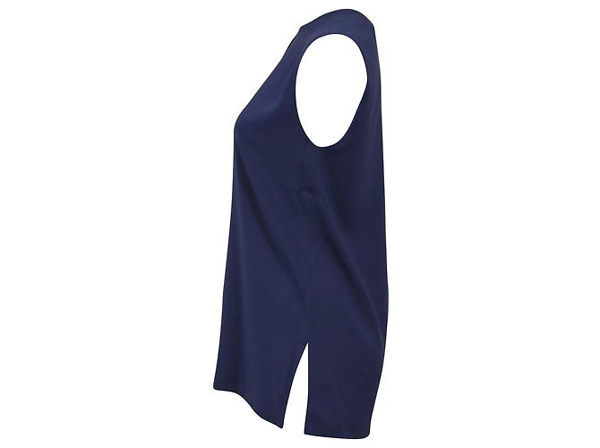 Céline Blusa senza maniche Celine in seta blu navy - vista 2