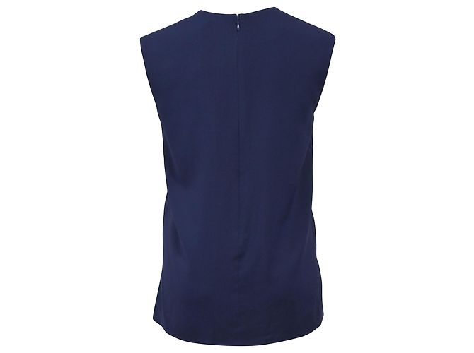 Céline Blusa senza maniche Celine in seta blu navy - vista 3