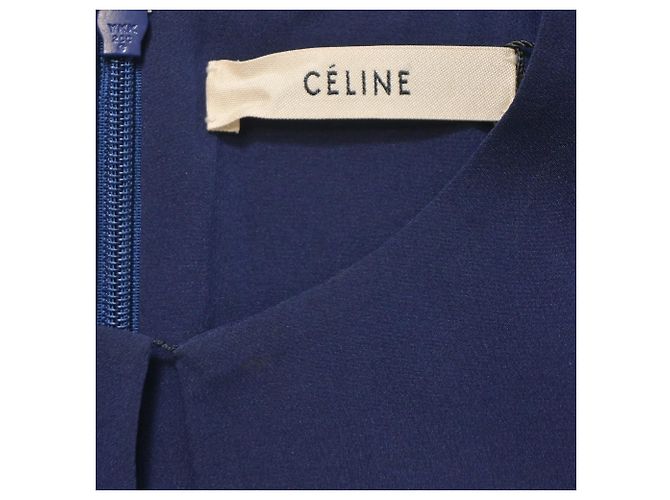 Céline Blusa senza maniche Celine in seta blu navy - vista 4