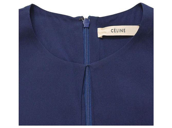 Céline Blusa senza maniche Celine in seta blu navy - vista 5
