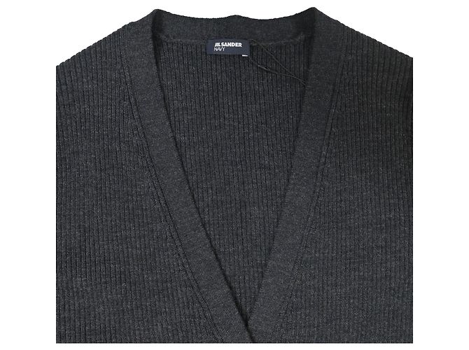 Cardigã abotoado Jil Sander em lã cinza - vista 4