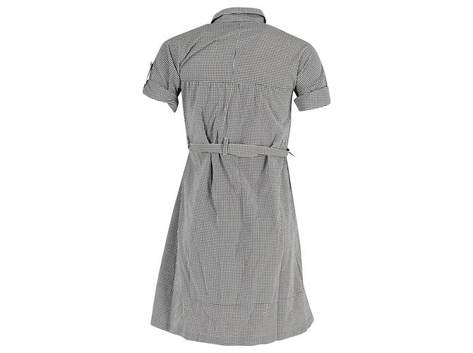 Abito camicia belted in cotone nero con stampa a mini gingham Theory - vista 3